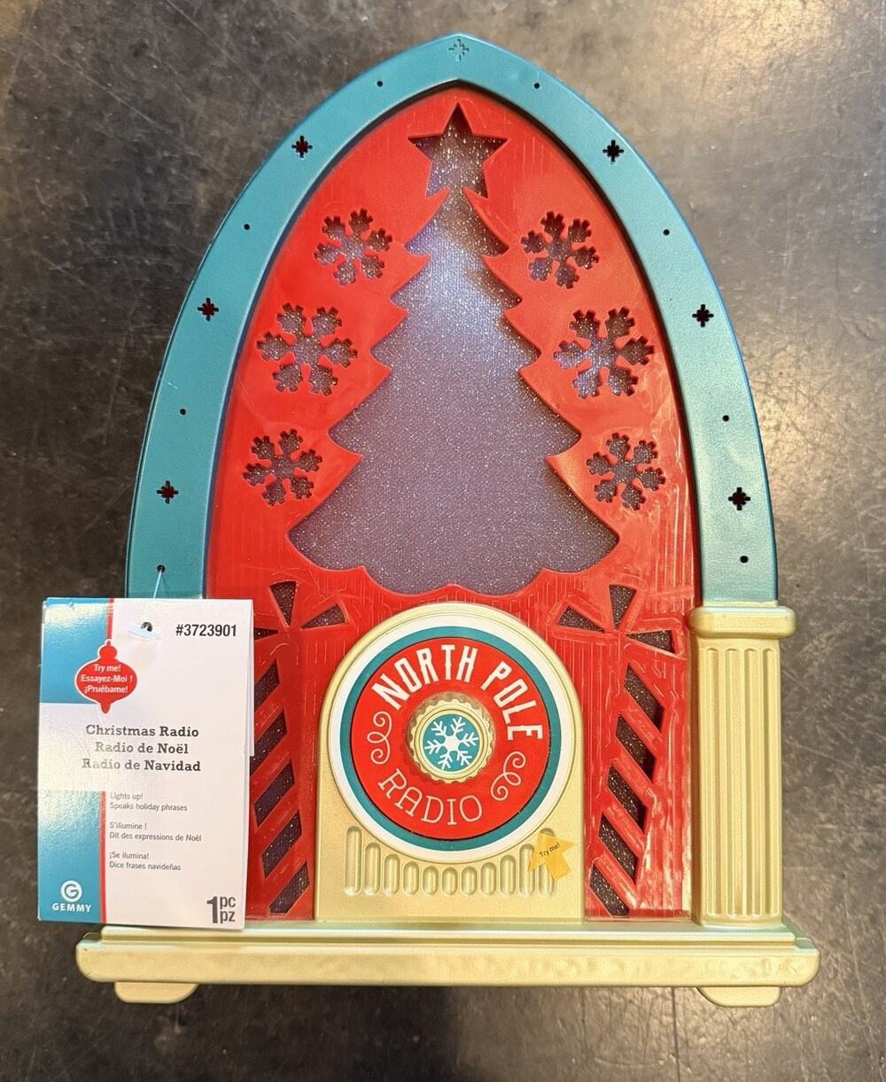 NEW Gemmy North Pole Radio Christmas Prop Illuminated, Animated, Lights & Sound